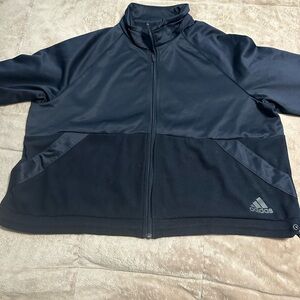 Adidas Cropped Full Zip Jacket Women’s Size 1X Navy Plus Fleece Athletic